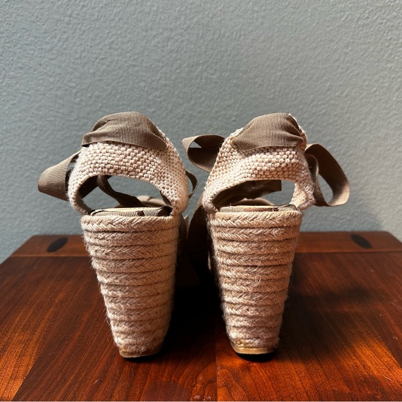 Coach Kellie Logo Ribbon Tie Espadrilles Closed Toe Wedges Sandals Raffia Shoes - Picture 9 of 16